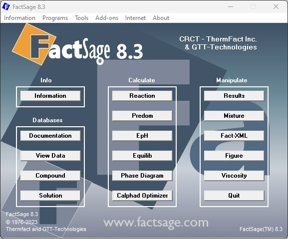 FactSage Apps (clickable)